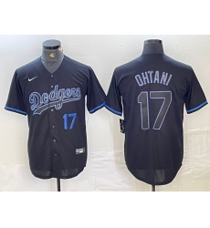 Men's Los Angeles Dodgers #17 Shohei Ohtani Number Lights Out Black Fashion Stitched Cool Base Nike Jerseys