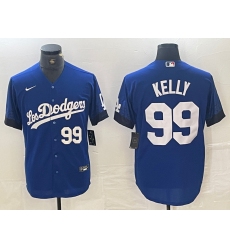 Men's Los Angeles Dodgers #99 Joe Kelly Number Blue 2021 City Connect Cool Base Stitched Jerseys