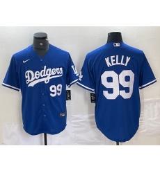 Men's Los Angeles Dodgers #99 Joe Kelly Number Blue Stitched Cool Base Nike Jersey