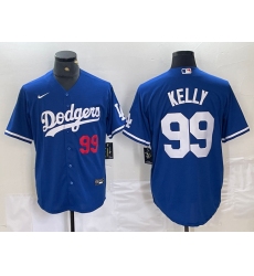 Men's Los Angeles Dodgers #99 Joe Kelly Number Blue Stitched Cool Base Nike Jerseys