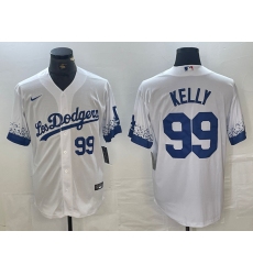 Men's Los Angeles Dodgers #99 Joe Kelly Number White 2021 City Connect Cool Base Stitched Jerseys