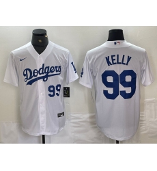 Men's Los Angeles Dodgers #99 Joe Kelly Number White Stitched Cool Base Nike Jersey