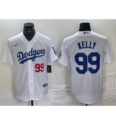 Men's Los Angeles Dodgers #99 Joe Kelly Number White Stitched Cool Base Nike Jerseys