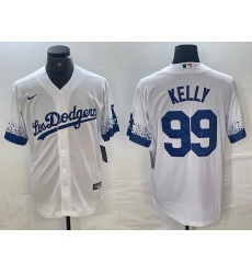 Men's Los Angeles Dodgers #99 Joe Kelly White 2021 City Connect Cool Base Stitched Jersey