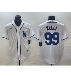 Men's Los Angeles Dodgers #99 Joe Kelly White Cool Base Stitched Baseball Jersey