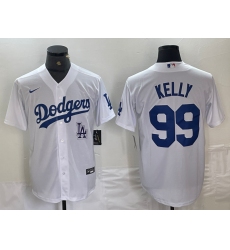 Men's Los Angeles Dodgers #99 Joe Kelly White Stitched Cool Base Nike Jersey