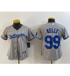 Women's Los Angeles Dodgers #99 Joe Kelly Grey With Los Stitched Cool Base Nike Jersey