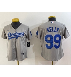 Women's Los Angeles Dodgers #99 Joe Kelly Grey With Los Stitched Cool Base Nike Jerseys