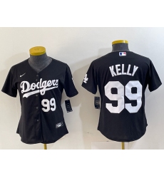 Women's Los Angeles Dodgers #99 Joe Kelly Number Black Stitched Cool Base Nike Jersey