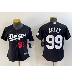 Women's Los Angeles Dodgers #99 Joe Kelly Number Black Stitched Cool Base Nike Jerseys