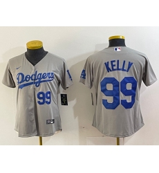 Women's Los Angeles Dodgers #99 Joe Kelly Number Grey Stitched Cool Base Nike Jersey