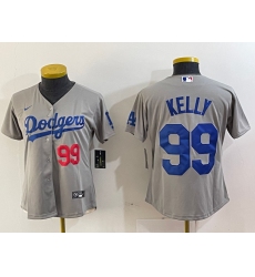 Women's Los Angeles Dodgers #99 Joe Kelly Number Grey Stitched Cool Base Nike Jerseys