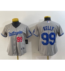 Women's Los Angeles Dodgers #99 Joe Kelly Number Grey With Los Stitched Cool Base Nike Jerseys