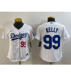 Women's Los Angeles Dodgers #99 Joe Kelly Number White Stitched Cool Base Nike Jersey