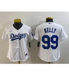 Women's Los Angeles Dodgers #99 Joe Kelly White Stitched Cool Base Nike Jersey