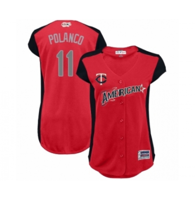 Women's Minnesota Twins #11 Jorge Polanco Authentic Red American League 2019 Baseball All-Star Jersey