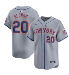 Men's New York Mets #20 Pete Alonso 2024 Gray Away Limited Stitched Baseball Jersey