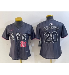 Women's New York Mets #20 Pete Alonso Number Grey 2024 City Connect Cool Base Stitched Jerseys