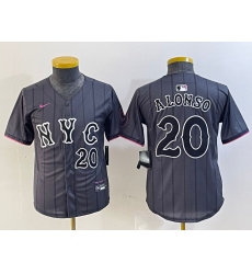 Youth New York Mets #20 Pete Alonso Number Grey 2024 City Connect Cool Base Stitched Jersey