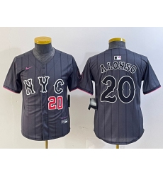 Youth New York Mets #20 Pete Alonso Number Grey 2024 City Connect Cool Base Stitched Jerseys