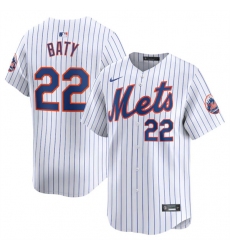 Men's New York Mets #22 Brett Baty White 2024 Home Limited Stitched Baseball Jersey