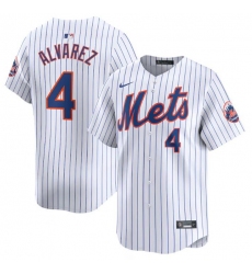 Men's New York Mets #4 Francisco Alvarez White 2024 Home Limited Stitched Baseball Jersey