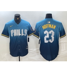 Men's Philadelphia Phillies #23 Jeff Hoffman Blue 2024 City Connect Limited Stitched Jersey