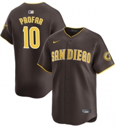 Men's San Diego Padres #10 Jurickson Profar Brown 2024 Away Limited Baseball Stitched Jersey