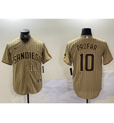 Men's San Diego Padres #10 Jurickson Profar Khaki Team Logo Cool Base Jerseys