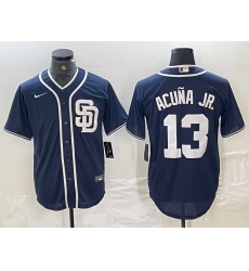 Men's San Diego Padres #13 Ronald Acuna Jr Navy Blue Cool Base Stitched Baseball Jersey