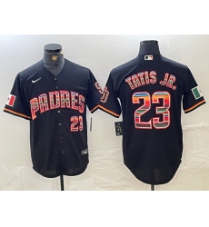 Men's San Diego Padres #23 Fernando Tatis Jr Black Rainbow Mexico Cool Base Stitched Jersey