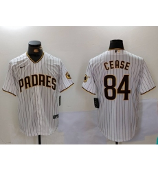 Men's San Diego Padres #84 Dylan Cease White Team Logo Stitched Cool Base Nike Jersey