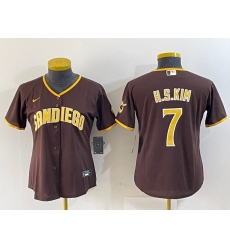 Women's San Diego Padres #7 Ha Seong Kim Brown Stitched Cool Base Nike Jersey