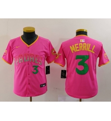 Youth San Diego Padres #3 Jackson Merrill Number Pink Fashion Baseball Jersey