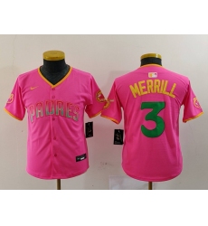 Youth San Diego Padres #3 Jackson Merrill Pink Fashion Baseball Jersey