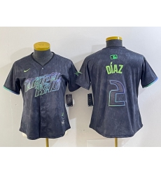 Women's Tampa Bay Rays #2 Yandy Diaz Charcoal 2024 City Connect Limited Cool Base Jersey