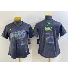 Women's Tampa Bay Rays #2 Yandy Diaz Charcoal 2024 City Connect Player Number Limited Cool Base Jersey