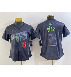 Women's Tampa Bay Rays #2 Yandy Diaz Charcoal 2024 City Connect Player Number Limited Cool Base Jerseys