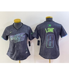 Women's Tampa Bay Rays #8 Brandon Lowe Charcoal 2024 City Connect Limited Cool Base Jersey