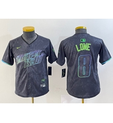 Youth Tampa Bay Rays #8 Brandon Lowe Charcoal 2024 City Connect Limited Cool Base Jersey