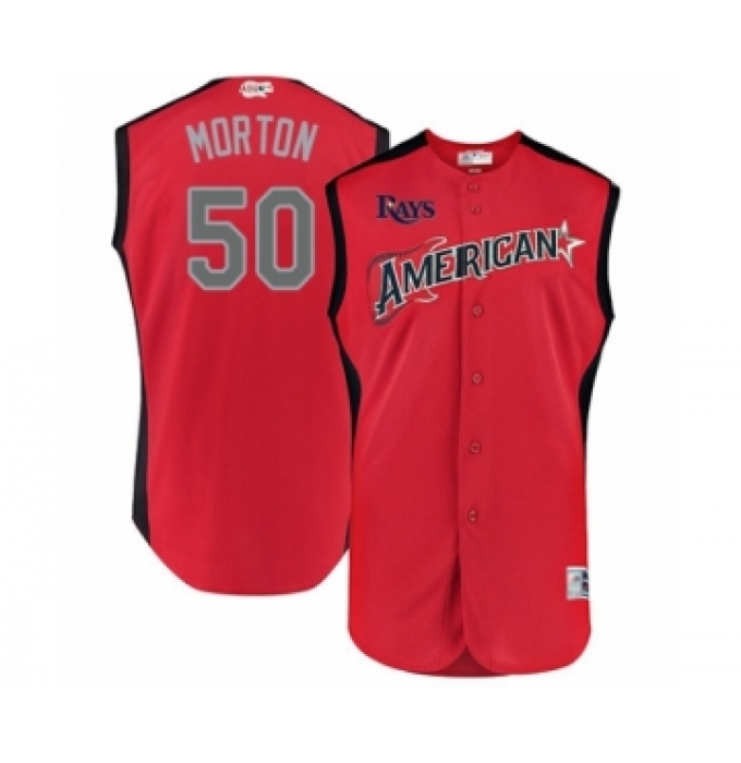 Men's Tampa Bay Rays #50 Charlie Morton Authentic Red American League 2019 Baseball All-Star Jersey