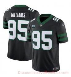 Men's New York Jets #95 Quinnen Williams Black 2024 F.U.S.E. With 2-Star C Vapor Limited Stitched Jersey