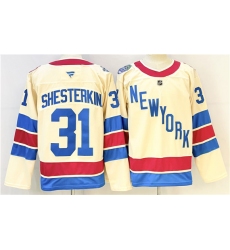 Men's New York Rangers #31 Igor Shesterkin Beige 2025-26 Winter Classic Stitched Hockey