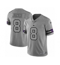 Men's New York Giants #8 Daniel Jones Limited Gray Team Logo Gridiron Football Jersey