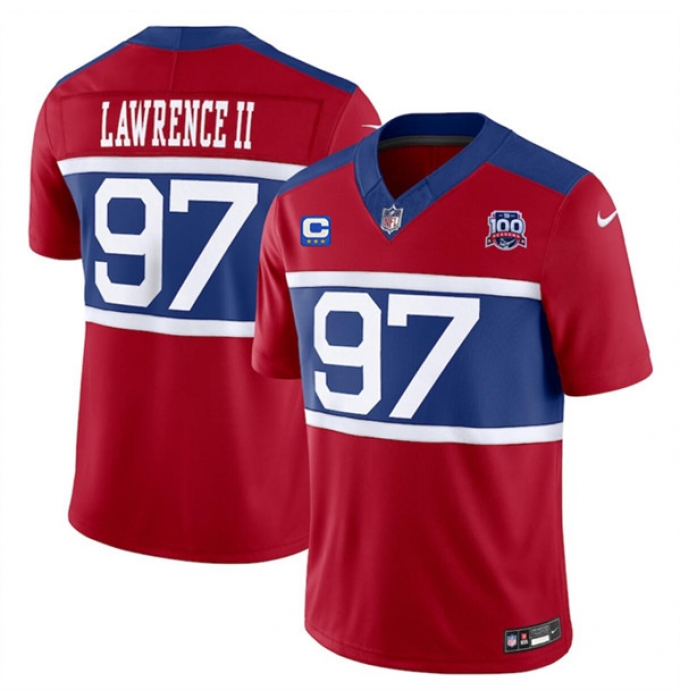 Men's New York Giants #97 Dexter Lawrence II Red 2024 F.U.S.E. Alternate With 3-Star C And 100TH Season Vapor Untouchable Limited Stitched Jersey