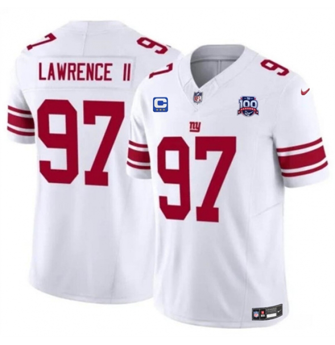 Men's New York Giants #97 Dexter Lawrence II White 2024 F.U.S.E. With 3-Star C And 100TH Season Vapor Untouchable Limited Stitched Jersey