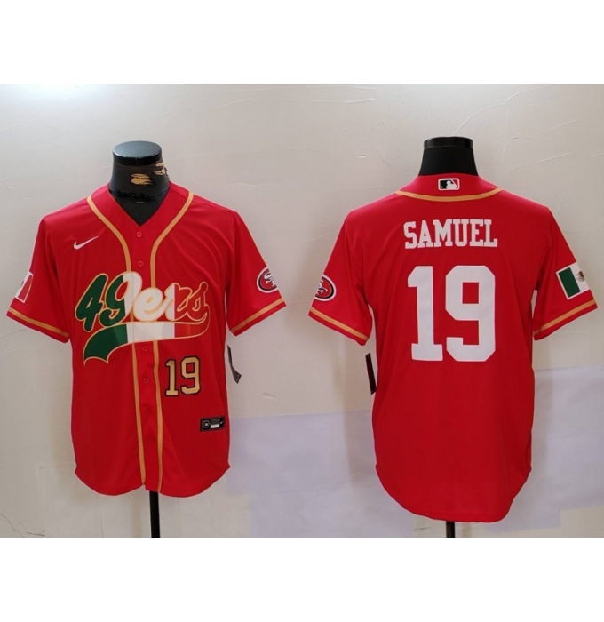 Men's San Francisco 49ers#19 Deebo Samuel Red With Cool Base Stitched Baseball Jersey