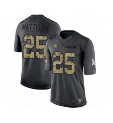 Men's Minnesota Vikings #25 Alexander Mattison Limited Black 2016 Salute to Service Football Jersey