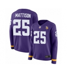 Women's Minnesota Vikings #25 Alexander Mattison Limited Purple Therma Long Sleeve Football Jersey