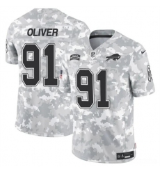 Men's Buffalo Bills #91 Ed Oliver 2024 F.U.S.E. Arctic Camo Salute to Service Limited Football Stitched Jersey